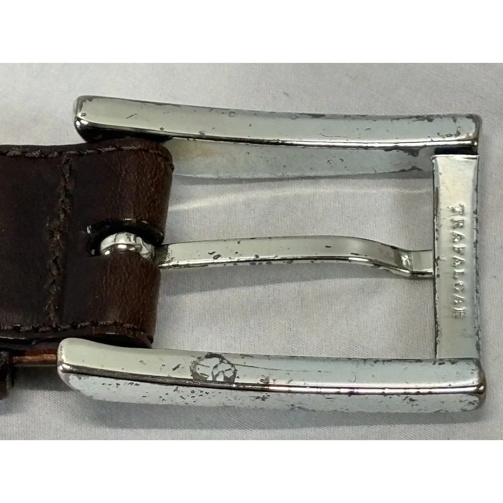Trafalgar Easton Men's Dark Brown Hand Polished Cortina Leather Belt 42 Made USA